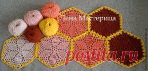 Три способа соединения мотивов при вязании пледов.