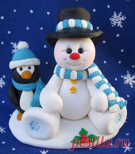 Cнеговик из полимерной глины | 25 фото | Snowman polymer clay