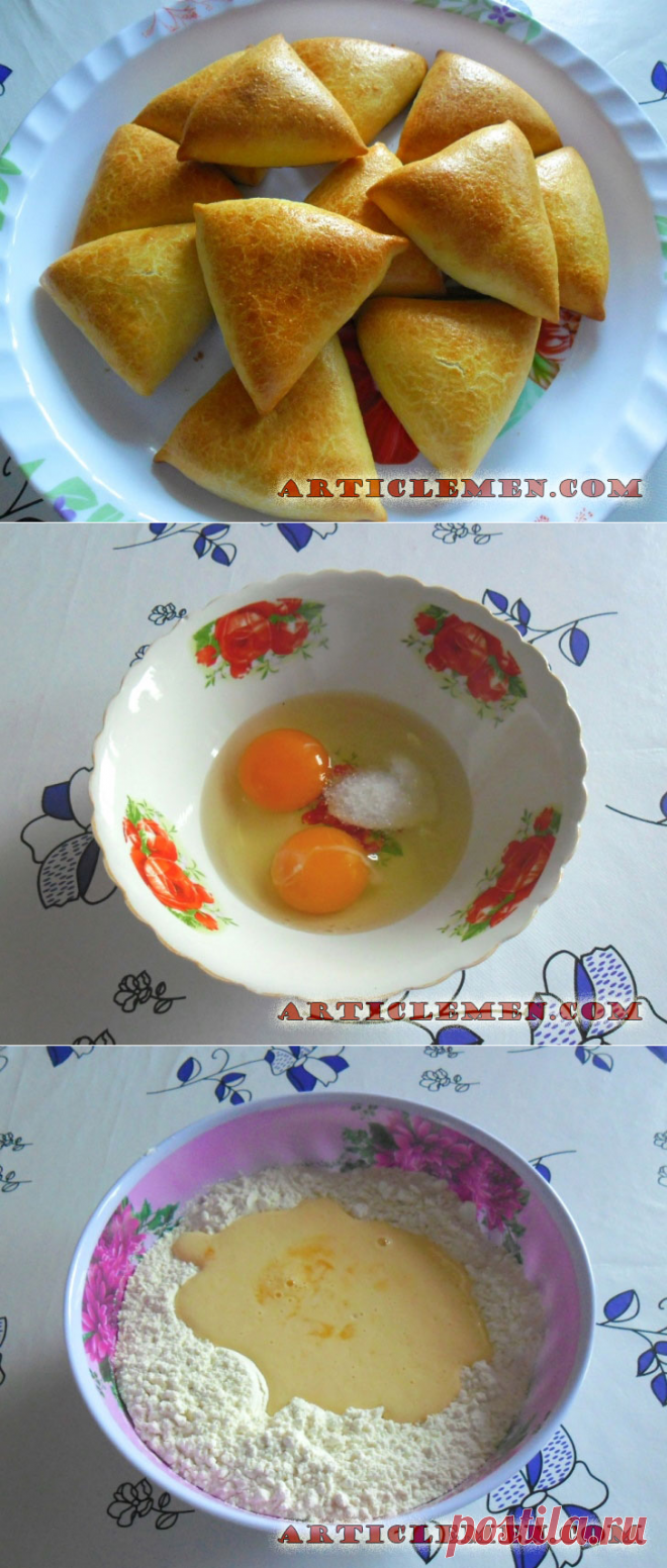 Самса на кефире с куриным мясом и картошкой