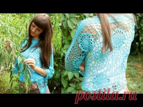 АЖУРНАЯ КОФТА КРЮЧКОМ. КРАСИВАЯ АЖУРНАЯ КАЙМА. Сrochet blouse