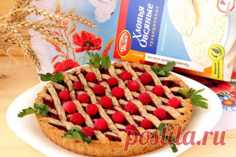 Постный пирог из овсяных хлопьев с малиной, пошаговый рецепт с фото