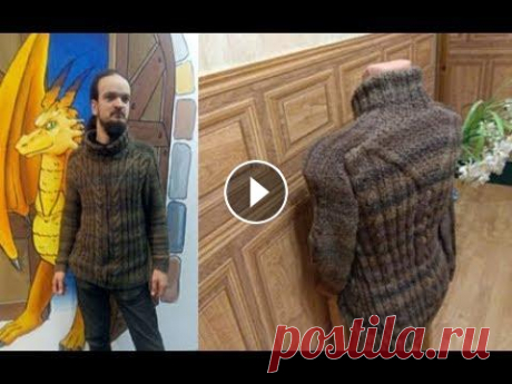 Мужской кардиган с рукавом погон Вяжем спицами мужской кардиган с рукавом погон. Модель красивая и оригинальная. Отличный подарок для любимого к Новому году. 3 мотка YarnArt Everest С...
