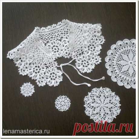 Ажурный воротничок с цветочными мотивами. Схемы
