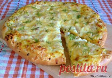 Вкусно и полезно. Открытый пирог с зеленью и творогом.
