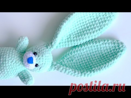 Зайчик из плюшевой пряжи крючком мастер-класс МК