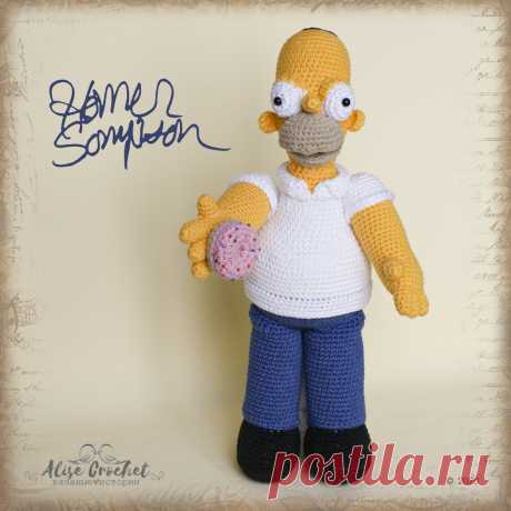 Кукла Гомер Симпсон вязаный крючком