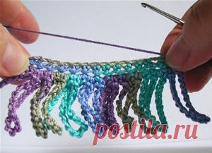 Вязание крючком »Blog Archive» Как вязать крючком: Chain Loop Fringe - Вязание крючком Шаблоны, учебники и новости