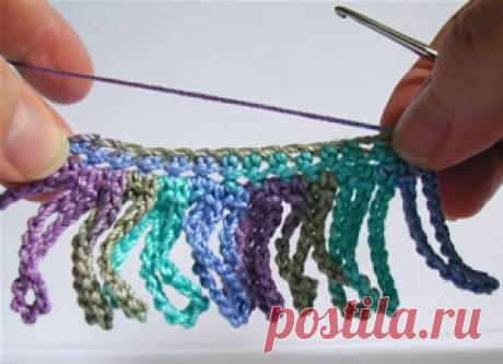 Вязание крючком »Blog Archive» Как вязать крючком: Chain Loop Fringe - Вязание крючком Шаблоны, учебники и новости
