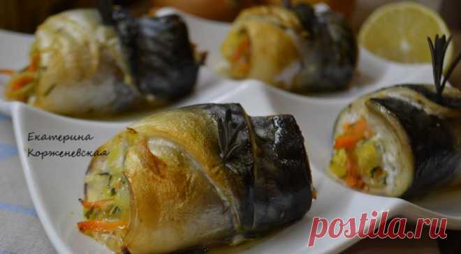 Рулетики из скумбрии с овощами, пошаговый рецепт с фото