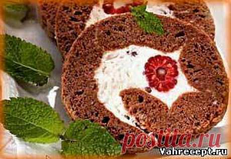 Рецепт приготовления шоколадного рулета с малиной