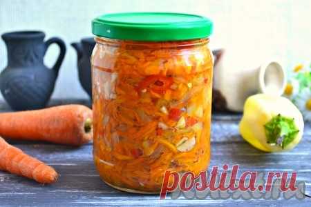 Салат из болгарского перца и моркови на зиму - рецепт с фото Хочу предложить вам отличную заготовку - салат из болгарского перца и моркови на зиму. Готовится все просто, салатик получается очень ароматным, вкусным и ярким. Хранить салат следует в прохладном месте, зимой его можно подать в качестве закуски к мясу и другим блюдам. Из данного количества ...