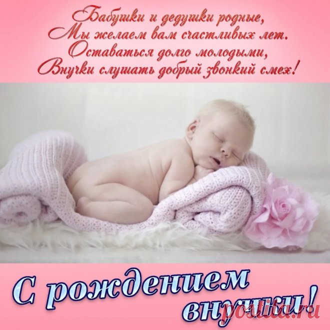 С новорожденной вас внучкой!
Крошка пусть растет здоровой,
Радует вас каждый день,
Быть напарницей ей в играх
Никогда не будет лень.