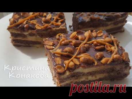 Без духовки торт типа "СНИКЕРС" (шоколадный вариант)