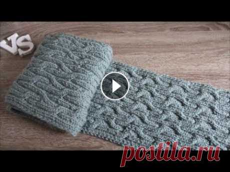 Шарф спицами. Двухсторонние косы. Шарф спицами. Двухсторонние косы....