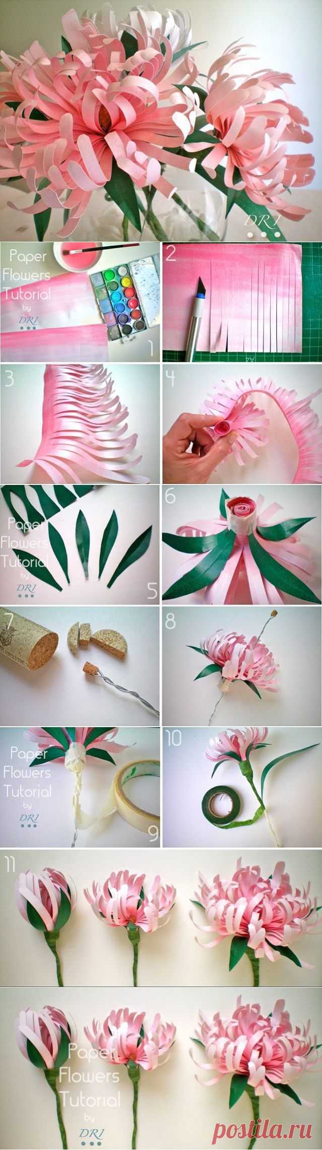 хризантема из бумаги