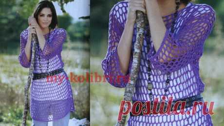 Пляжная туника-сетка крючком для начинающих - Колибри Пляжная туника сетка обязывает детально продумывать весь гардероб, находящийся под ними, ведь одежда