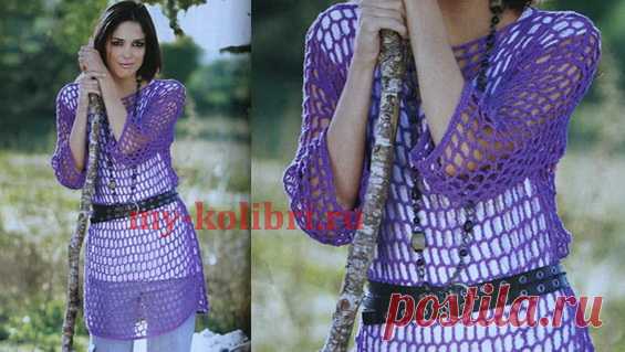 Пляжная туника-сетка крючком для начинающих - Колибри Пляжная туника сетка обязывает детально продумывать весь гардероб, находящийся под ними, ведь одежда