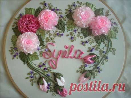 Вышивка лентами. Идеи.