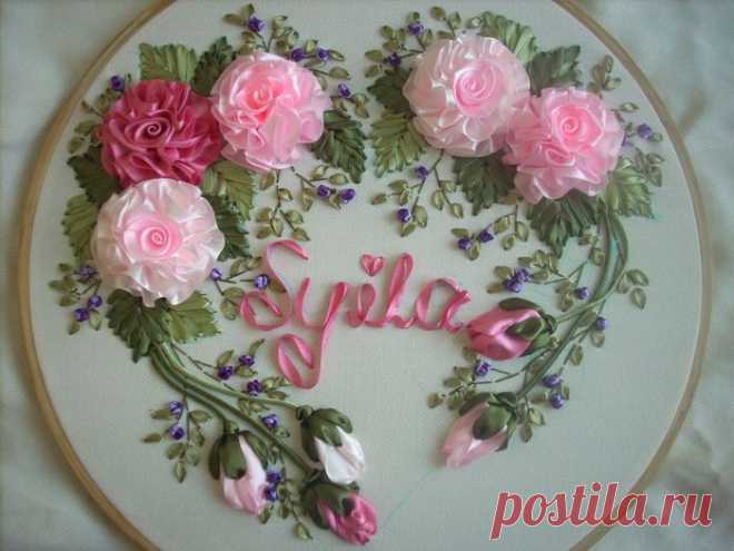Вышивка лентами. Идеи.