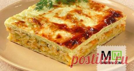 Запеканка из белокочанной капусты с рисо - кулинарный рецепт. Миллион Меню