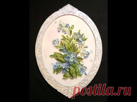 Незабудки с помощью двух мастихинов.Скульптурная(объемная) живопись.