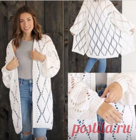 Стильный узор спицами для кардигана