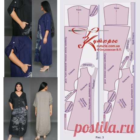 По выкройке платья-рубашки бохо больших размеров | Шьем с Верой Ольховской | Яндекс Дзен