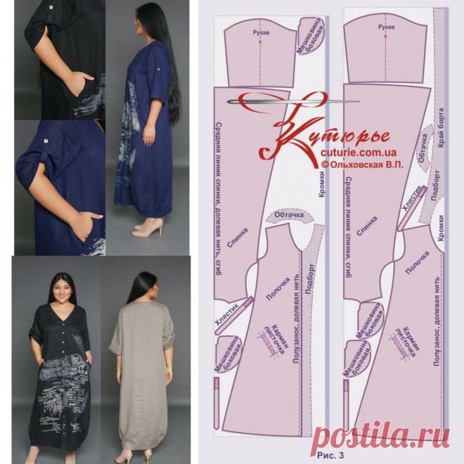 По выкройке платья-рубашки бохо больших размеров | Шьем с Верой Ольховской | Яндекс Дзен