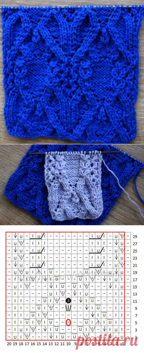Ажурный узор спицами + видео как связать ⋆ Самые красивые узоры спицами