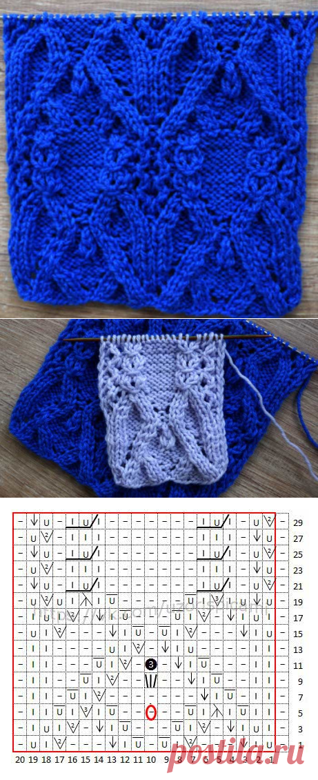 Ажурный узор спицами + видео как связать ⋆ Самые красивые узоры спицами