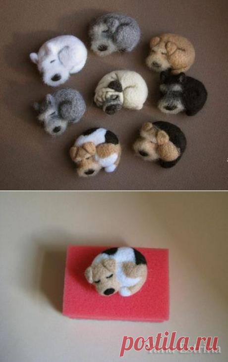Брошка собачка. МК по валянию.