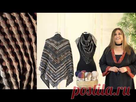 Alize Angora Gold ile Balıksırtı Şal • Herringbone Shawl • Шаль «рыбий хребет»