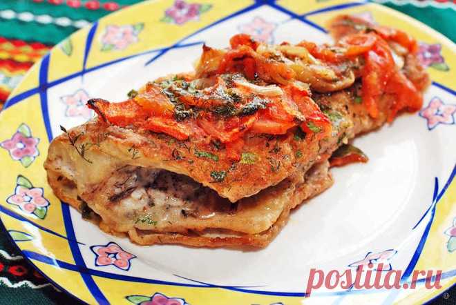 Морской окунь в духовке запеченный с овощами