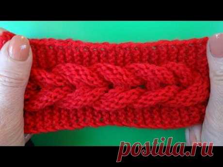 Knitting pattern Узор Коса вязание спицами 7 - YouTube