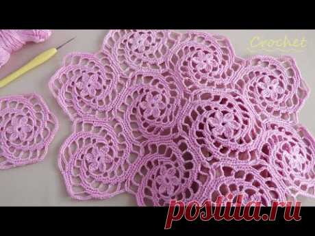 ВЯЗАНИЕ КРЮЧКОМ из МОТИВОВ &quot;Спиральки&quot; МК для начинающих 🌺Easy Crochet motifs pattern for beginners🌺