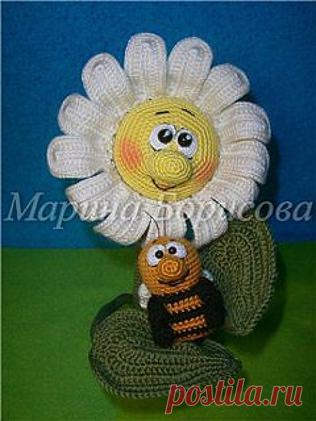Ромашка и пчела крючком