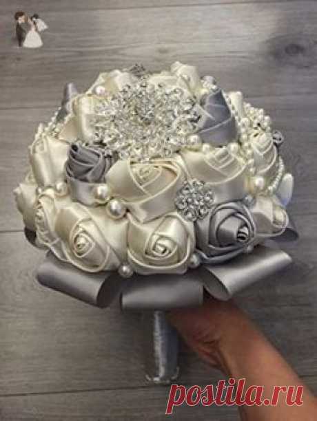 Made to order Brooch Bouquet Wedding Bridal Flowers Satin Roses Bride Bridesmaids EMR-701 - Wedding table decor (*Amazon Partner-Link)