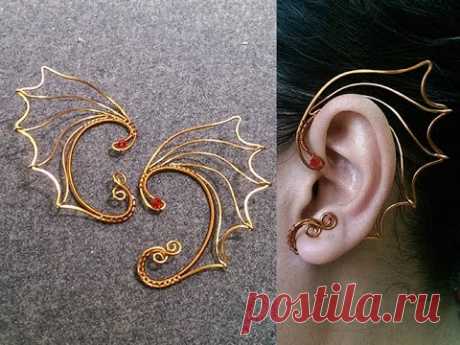как проектировать Крылья Дракона earcuff - DIY wire jewelry 244