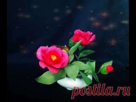 How To Make Camellia Flower From Crepe Paper - Craft Tutorial