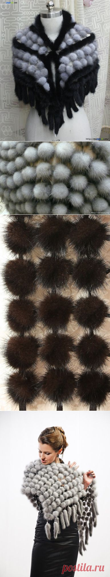 МК по созданию шарфа из меховых шариков на сетке