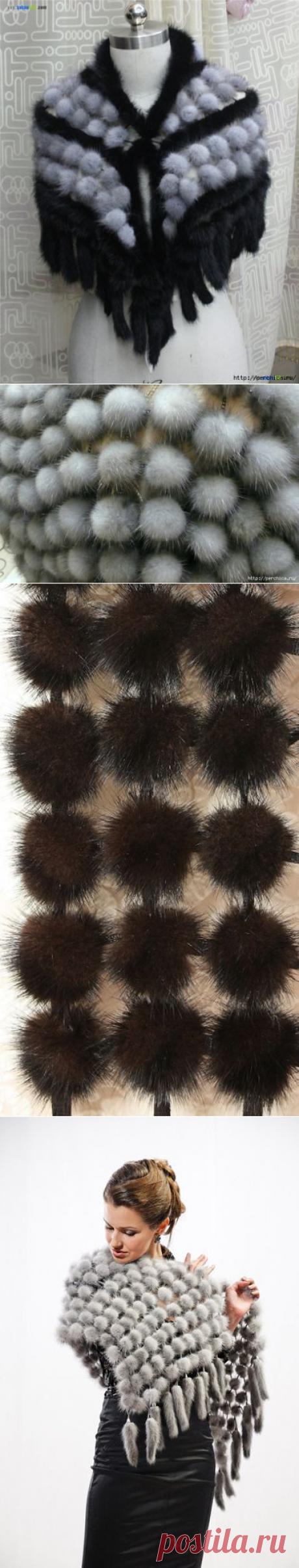 МК по созданию шарфа из меховых шариков на сетке