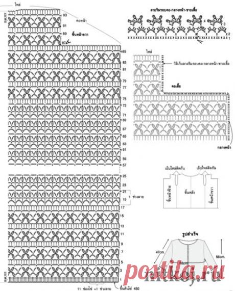 Ажурный жакет крючком схема » Ниткой - вязаные вещи для вашего дома, вязание крючком, вязание спицами, схемы вязания