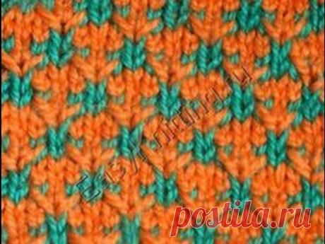 Двухцветный узор спицами Цветочки