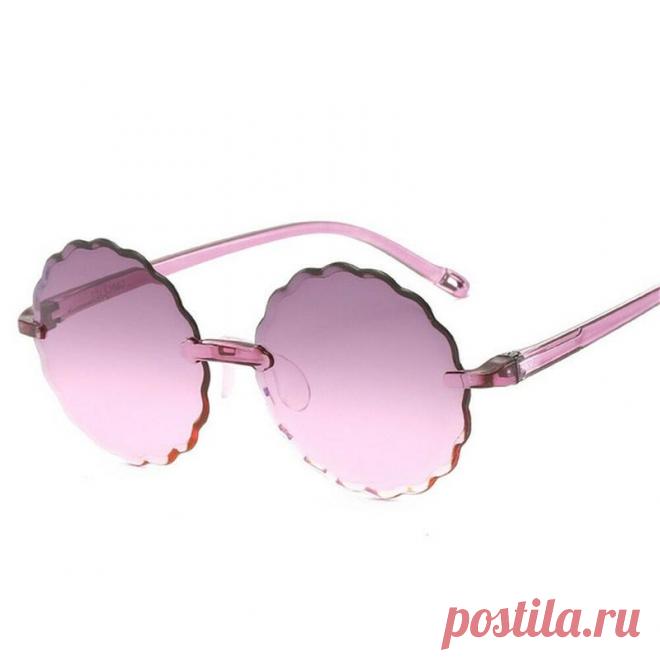 Безоправные детские очки от солнца с линзой антирефлекс круглые серо-розовые за 185 грн. | Шафа