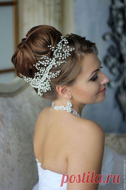 Купить Украшение для невеста "Свадебный венок" Свадебное украшение в прическу - белый, свадебное украшение