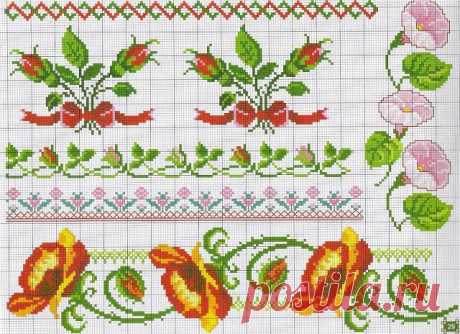 Izšūšana Soli pa solim: Cross stitch - Ziedi