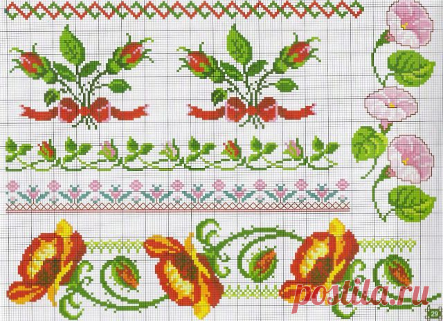 Izšūšana Soli pa solim: Cross stitch - Ziedi