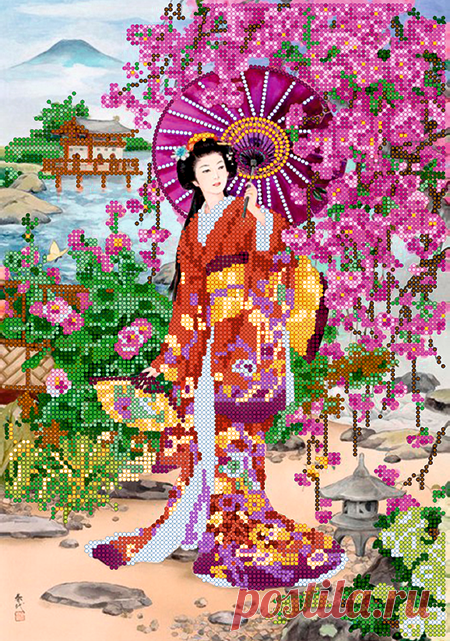 Набор для вышивки бисером PA-1611 Гейша и сакура