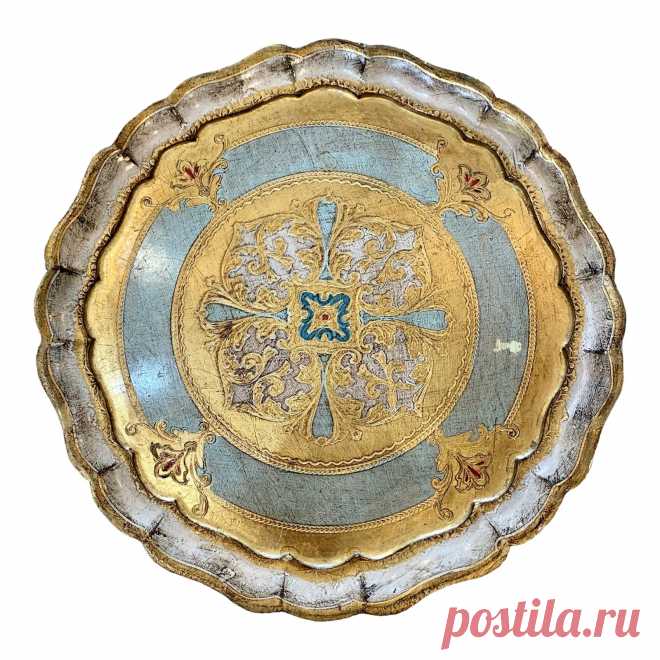 Vintage Florentia Made in Italy Gold Tray Florentia Made In Italy Gold wood tray. Lovely bright gold and pale blue. $86