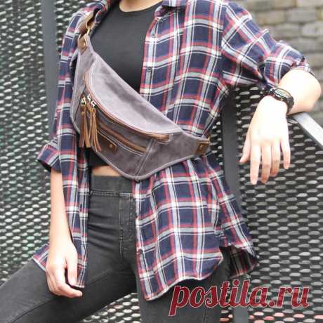 FREE SHIPPING Waxed Canvas Brown Fanny Pack Personalized | Etsy